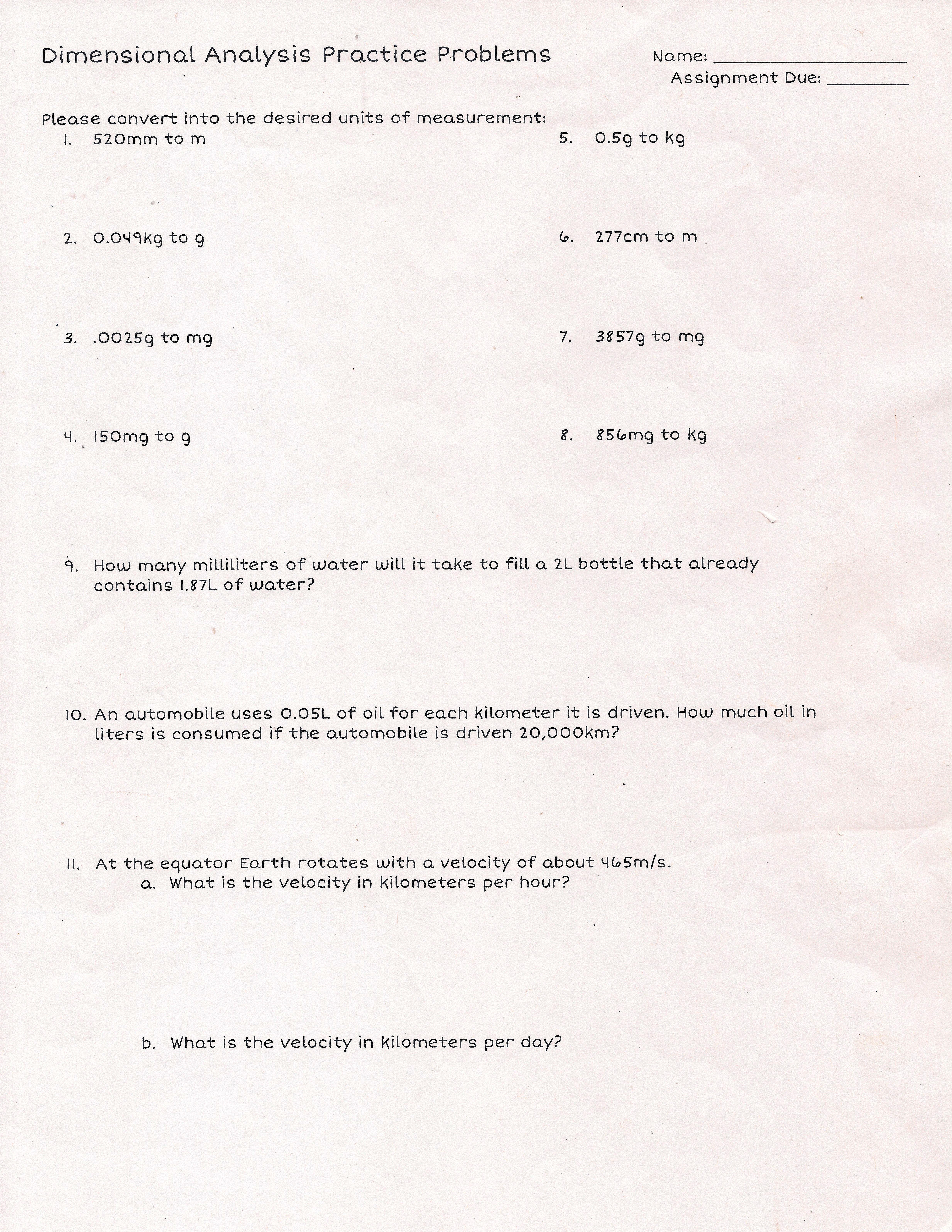 PHYSICS Q! - Physical Science Leilehua Within Dimensional Analysis Practice Worksheet